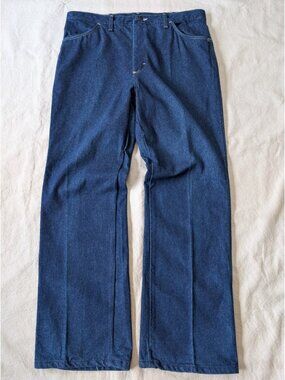 VTG Wrangler Maverick 80s Dark Wash Classic Cowboy Bootcut Cotton Denim USA 38